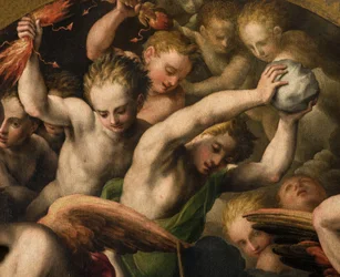 North Transept, Altar of St. Michael the Archangel, Archangel Michael Killing the Evil One, Giulio Campi 1566 (Detail)