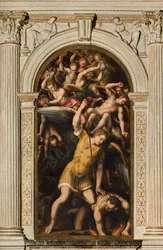 North Transept, Altar of St. Michael the Archangel, Archangel Michael Killing the Evil One, Giulio Campi 1566
