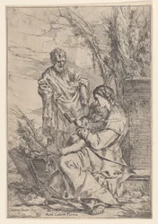 The Holy Family with the Virgin reading a book