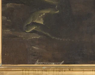 Signature, Virgin Mary with Child and Saint Firmus and Saint Rusticus (detail)