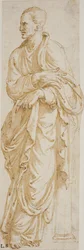 Standing Philosopher Leaning Against a Column