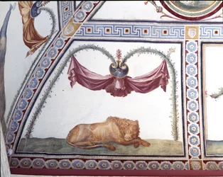 Camera con Fregio di Amorini, Sleeping Lion (detail)