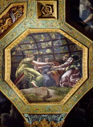 Women Gathering Grapes, Ceiling Caisson from the Sala di Amore e Psiche