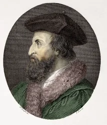 Portrait of the Italian Doctor, Poet and Humanist Girolamo Fracastoro (Hieronymus Fracastorius or Jerome Fracastor) (1478/83-1553) Engraving