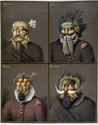 The four seasons: men with vegetable heads in the way of Giuseppe Arcimboldo