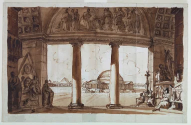Sepulchral Chapel Seen through a Colonnade