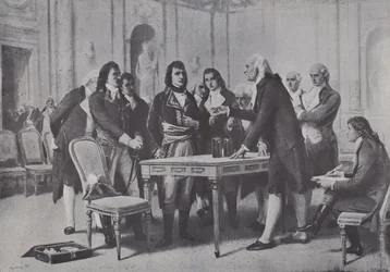 Alessandro Volta demonstrating his battery to Napoleon, First Consul of France, 1801