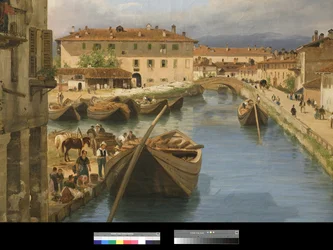 View of Naviglio Canal from the San Marco Bridge in Milan