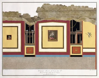 The greater portion of the longest length of wall of an Atrium of Pompei