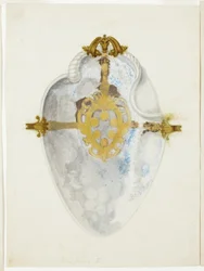 Overview of Shell with Medici Coat of Arms