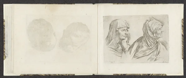 Two Busts of Older Women Facing Right