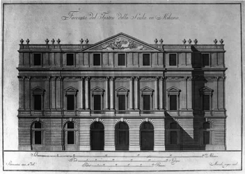 Drawing of the Exterior Architecture of the Facade of Teatro alla Scala