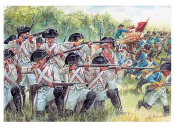 American Revolutionary War: french regiments fighting with americans (illustration by Giuseppe Rava)