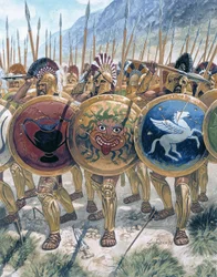Ancient Greece: The Advance of the Hoplites - Illustration by Giuseppe Rava