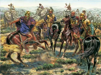 Ancient Rome: Ampsicora rebellion against Rome in 215 BC (illustration by Giuseppe Rava)