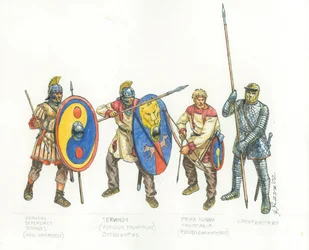 Roman Army: legionary auxiliary archer and cataphract