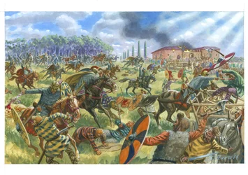 Roman Cavalry Fights the Frankish Army
