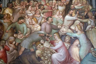 Massacre of the Innocents, Padua Baptistery Ceiling Frescoes, 14th Century, by Giusto de Menabuoi
