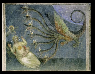 The woman clothed with the sun and the seven-headed dragon, 1360-70