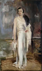 Portrait of Loelia, Duchess of Westminster, Later Lady Lindsay, Small Full Length, in Evening Dress