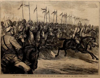 Our Indian Contingent at Malta, the Review before the Duke of Cambridge, Charge of the Ninth Bengal Lancers