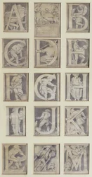 A-M, design for thirteen letters for the Alphabet for the South Kensington Museum, 1864
