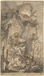 Death on a Canopied Throne Design for a Title Page