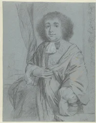 Portrait of a Standing Gentleman (Kunstboek or Study Album of Caspar Netscher)