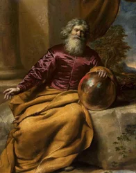 Old man with a sphere (Archimedes?)