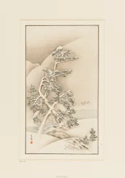 Woodblock print-Trees in snow