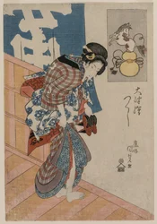 Woman Leaving a Bath House from the series Pictures from Otsu, c. mid 1820s