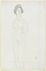 Drawing of a Frontally Posed Nude, early 20th century