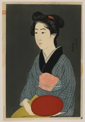 Woman Holding a Tray