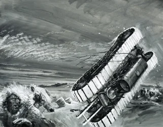 The winds of Commonwealth Bay blow over a snow tractor