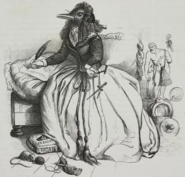 Literate Woman, Caricature by Jean-Jacques Grandville