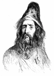 Portrait of Robinson Crusoe After 11 Years on His Island Deserte - Illustration by Grandville for the Novel by Daniel Defoe - Edition Garnier 1869 p 138