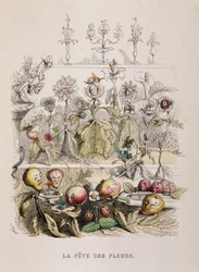 The festival of flowers - drawing by Grandville