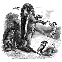 The lion and the rat: La Fontaine fable illustrated by Grandville