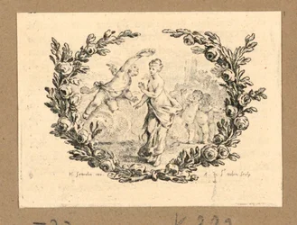 A Putto Crowning a Girl