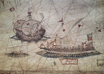 Galley and Portuguese caravel (detail)