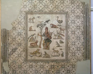 Orpheus Surrounded by Animals, Polychrome Mosaic