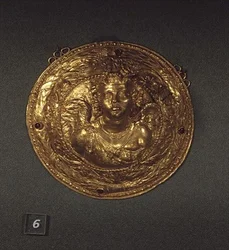 Bust of Eros, medallion decorated with garnets