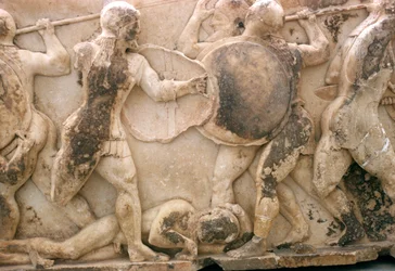 Fight over the Body of Patroclus, Frieze from the Siphnian Treasury, c.525 BC