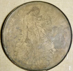 Aphrodite and Eros Bronze Mirror (350 BC)