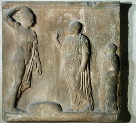 Relief plaque depicting a ceremony of invocation to Theseus
