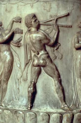 The Borghese Crater or Vase (detail of relief depicting a man playing the double flute)