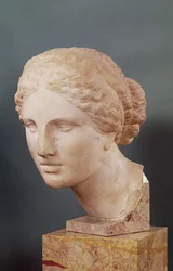 The Kauffmann Head, Head of Aphrodite, copy of the Aphrodite of Cnidus by Praxiteles (fl.375-40 BC) c.150 BC