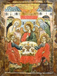 Abraham and the Three Angels, icon, from Macedonia, c.1700