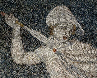 Alexander the Great and Hephaestion during lion hunt, detail, c. 320 BC