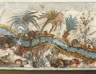 Fresco Depicting River Landscape, from Akrotiri, Thera Island, Santorini, Greece (detail)
